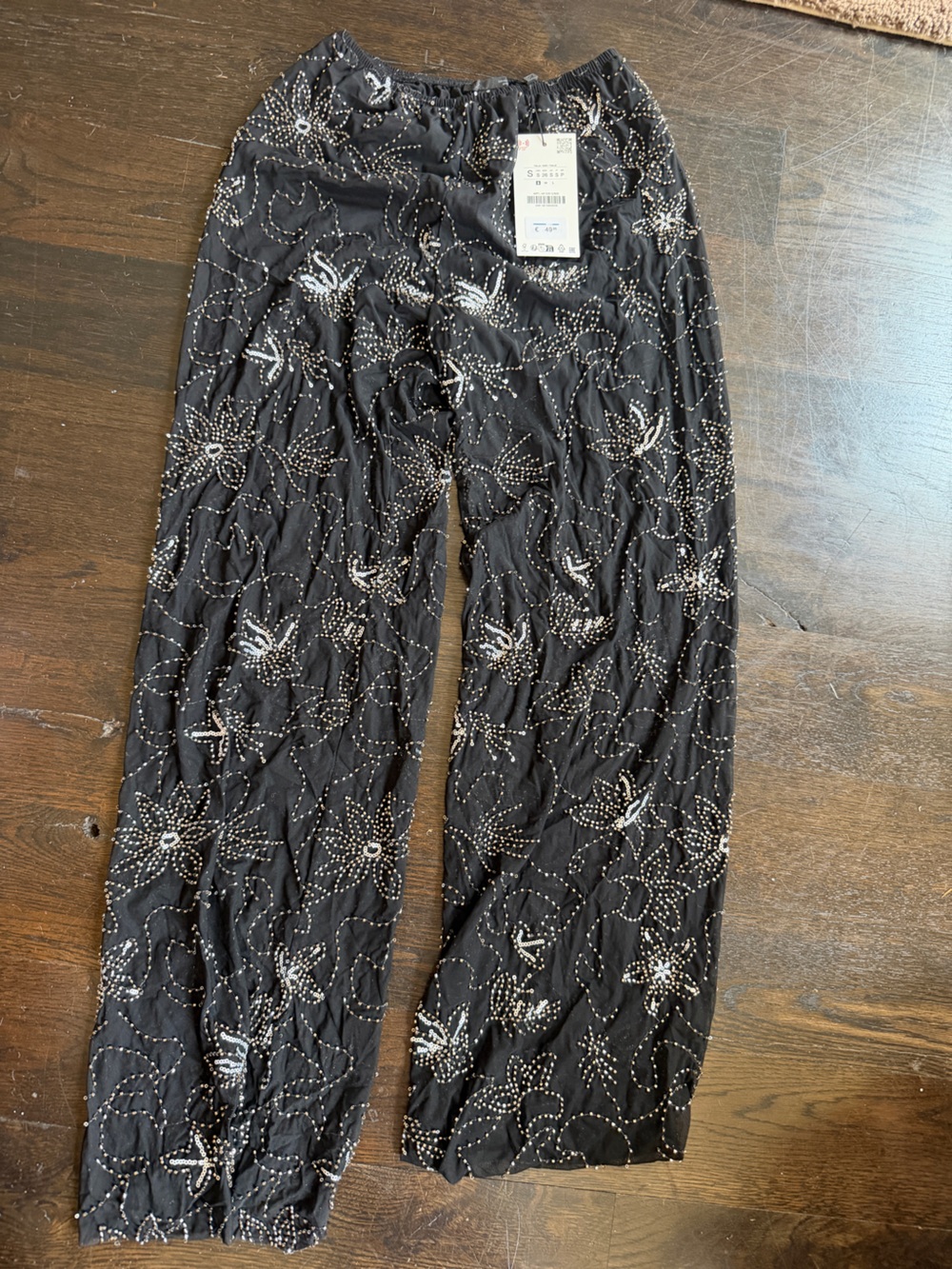 Black Floral Sequin Pant